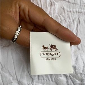 Silver Diamond Coach Ring